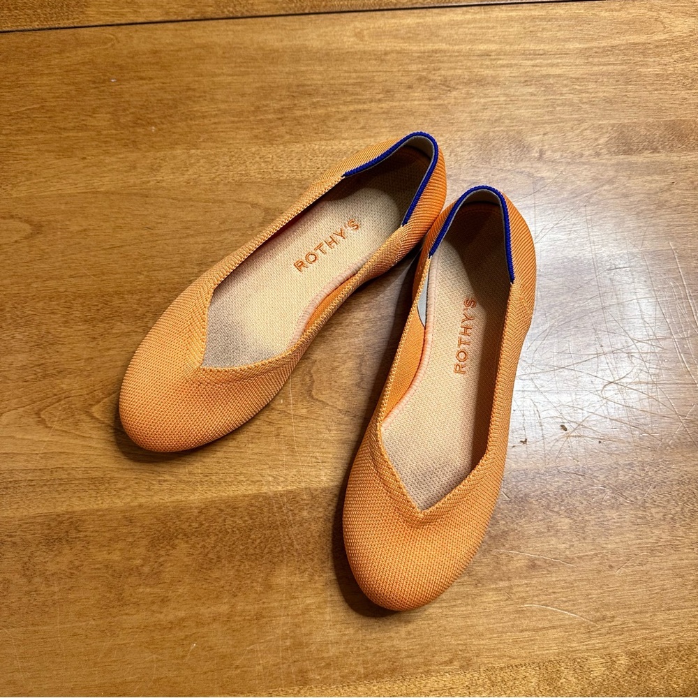 Rothy's Womens Slip On Tangerine Orange Round Toe Flat Shoes Size 6.5 Ballet - Picture 2 of 6